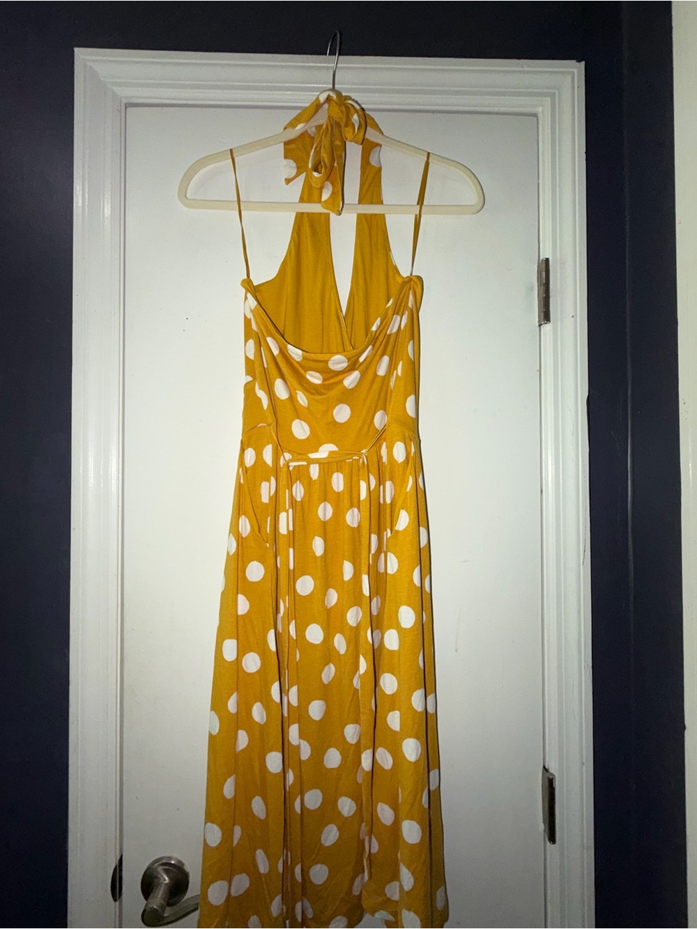 Boden Yellow and White Polka Dot Midi Halter Dress - Picture 2 of 5